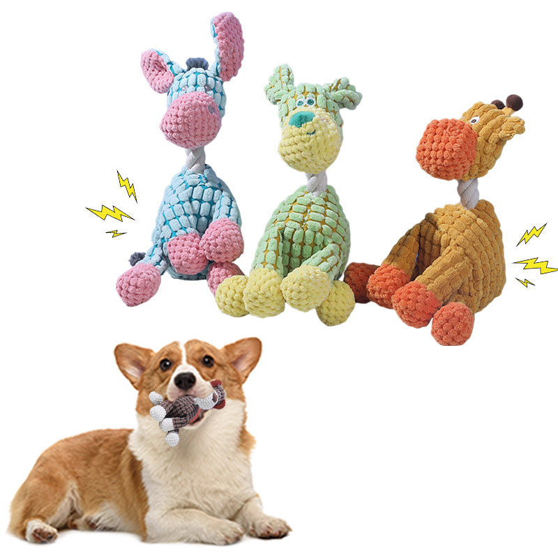 Cotton Stuffed Durable Donkey Squeaky Pet Dog Chew Plush Toys